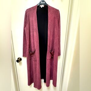 ✨ Art deco ♦️ Lularoe dark pink ribbed cardigan duster size small